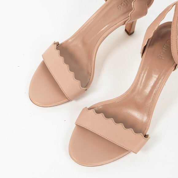 Chloe Lauren "Light Pastel" Nappa Leather Scalloped Sandals - Picture 6 of 11